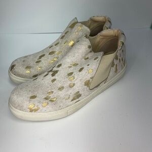 Matisse Cowhide Slip-On Booties Women’s Size 10 Gold Foil Accent Shoes